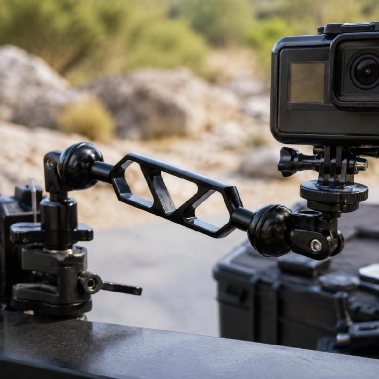 Open-Frame Camera Light Extension Arm, 1in Double-Ball Aluminum Alloy Rigs Connector for Positioning Underwater, Strobe, and Video Lights