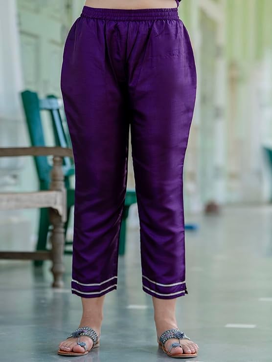 Women's Designer Silk Blend Embroidered Kurta with Pant & Dupatta Set