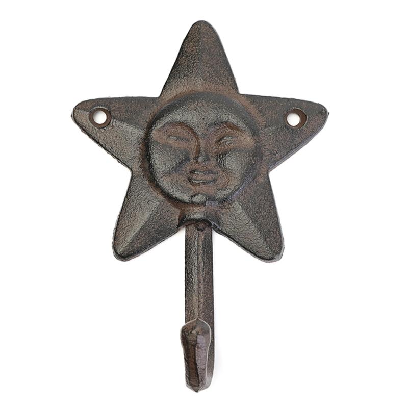 

Decorative Cast Iron Single Hook With Sun And Star Shape Ideal For Hanging Keys Bags And Towels Garden Hanger