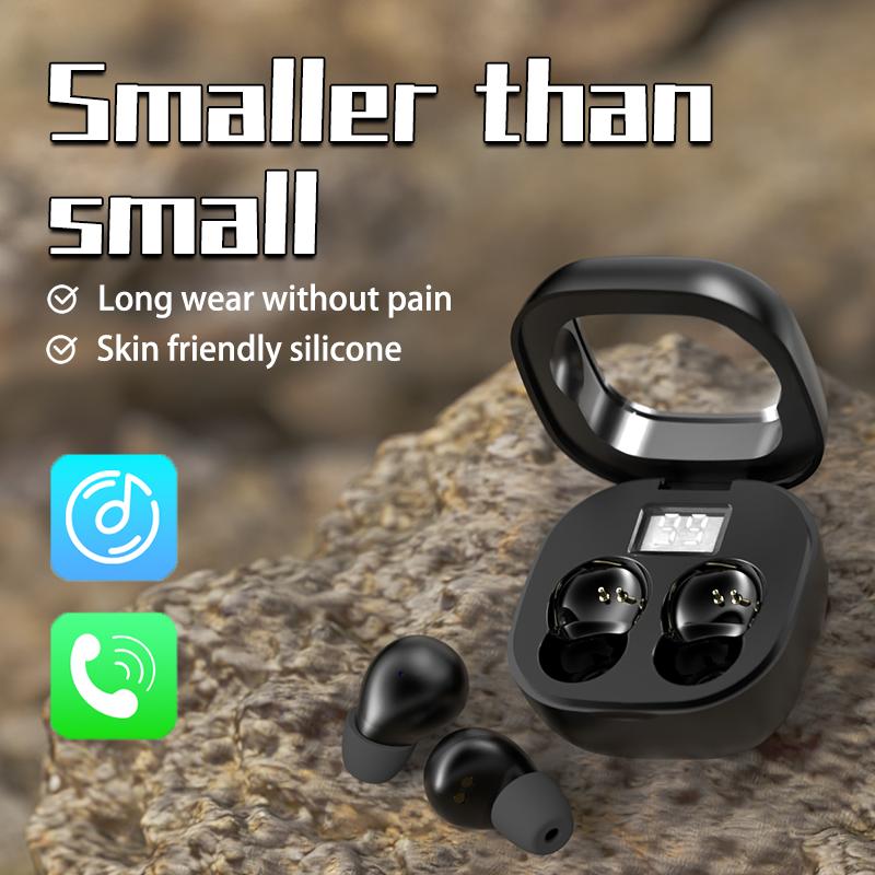 Bluetooth 5.3 Earphones Mini Invisible Headphones TWS Wireless Earbuds HIFI Stereo Noise Reduction Heasets with Microphones