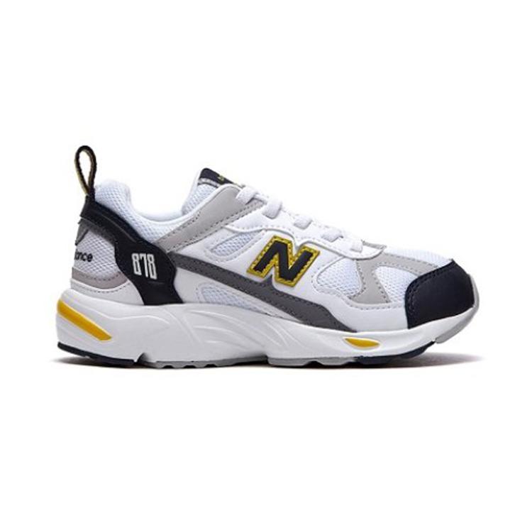 New Balance NB 878 Tênis de Corrida Baixo para Crianças Branco Cinza Crianças de 3 a 7 Anos PV878AC