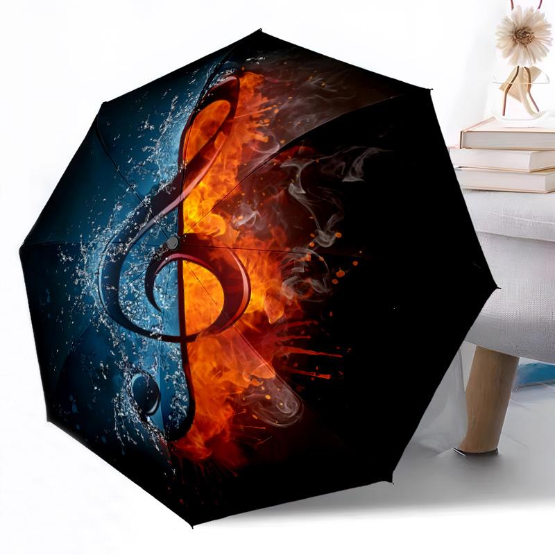 Music Automatic Umbrella Compact 8-Rib Design Foldable Design All-Season Use Compact Folding Umbrella Spiritual Gift
