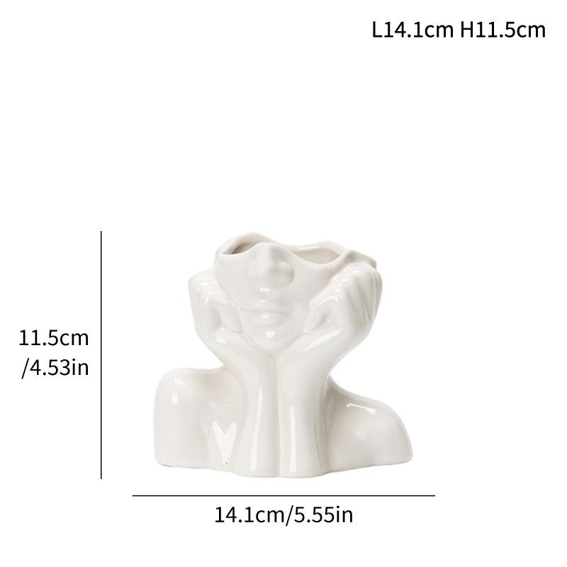 White Body Art Ornament Creative Ceramic Vase Flower Arranger Desktop Ornament Photography Props