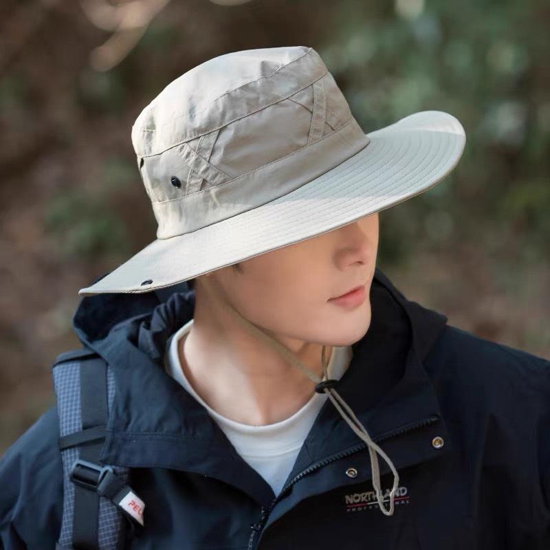 Outdoor Sun Protection Hat Men'S Summer Fishing Sun Hat Big Brim Breathable Cool Hat Hiking Bucket Hat