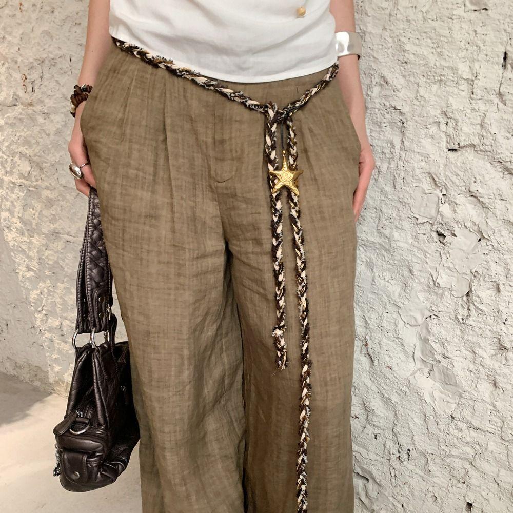 Starfish Pendant Belt Rope Clash Braided Decorative Belt New Waist Chain  Men Women