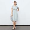 JESSIE Elegant Waist-Cinched Chiffon Short-Sleeve Midi Dress