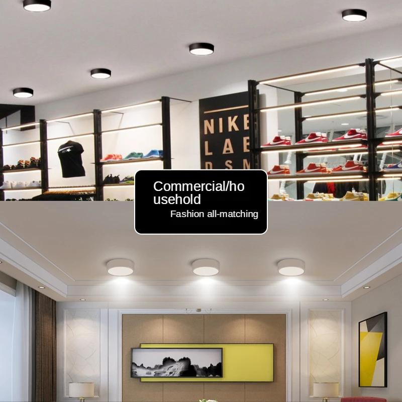 Surface Mounted Downlight LED Indoor Lighting Small Ceiling Light Round Living Room Spotlight Three-color Ultra-thin Downlight