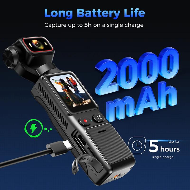 Portable 4K Touch Screen Mini Vlog Camera Pocket Sports Handheld Stabilizer Gimbal Body Video Recording Camera