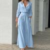 Women's 2 Piece Outfits Casual Long Sleeve Lapel V Neck Crop Shirts Wide Leg Pant Matching Set Fall Spring Travel Lounge Set