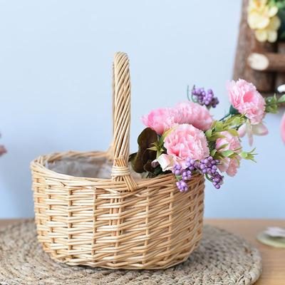 Panier à fleurs en rotin panier portable arrangement floral plante verte saule bambou panier à œufs panier de rangement