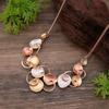 Enamel hollow flower gold necklace, petal shape women's fashion accessories