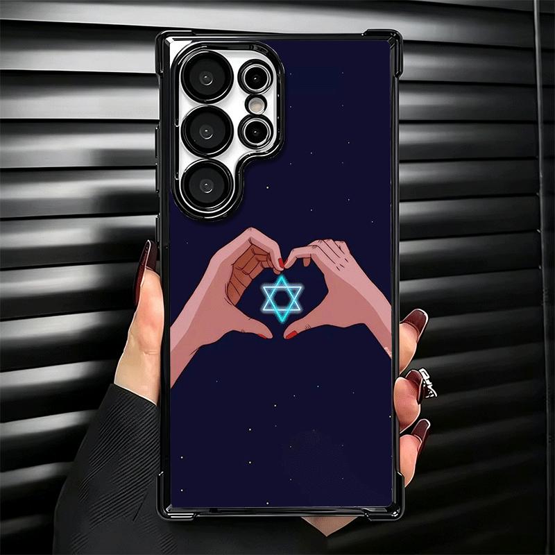 David Jewish Star Symbol Plating Phone Case For Samsung Galaxy S24 S25 FE S26 Edge S23 Ultra S22 S21 Plus S20 Anti-Fall Airabag