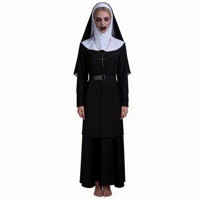 Halloween Nun Cosplay Costume Role Play Party Performance