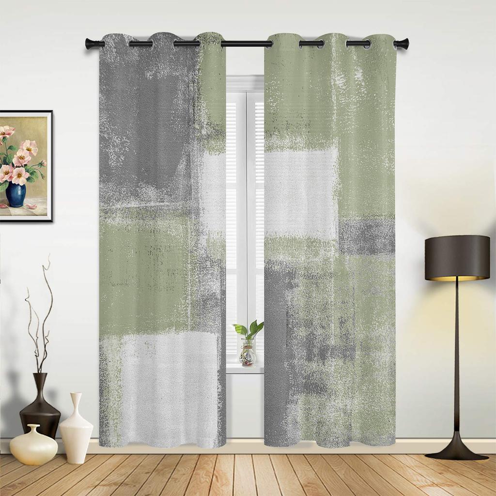 Šalvěj zelená olejomalba textura barva okenní závěsy do obývacího pokoje domácí ložnice kuchyně dekorace vánoční závěs