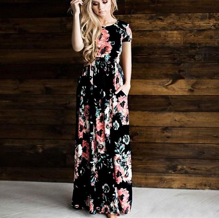 Flower Mother Daughter Long Dress Family Matching Clothes Mommy And Me Dresses Clothes Mom Baby Girl & Woman Outfits Family Look