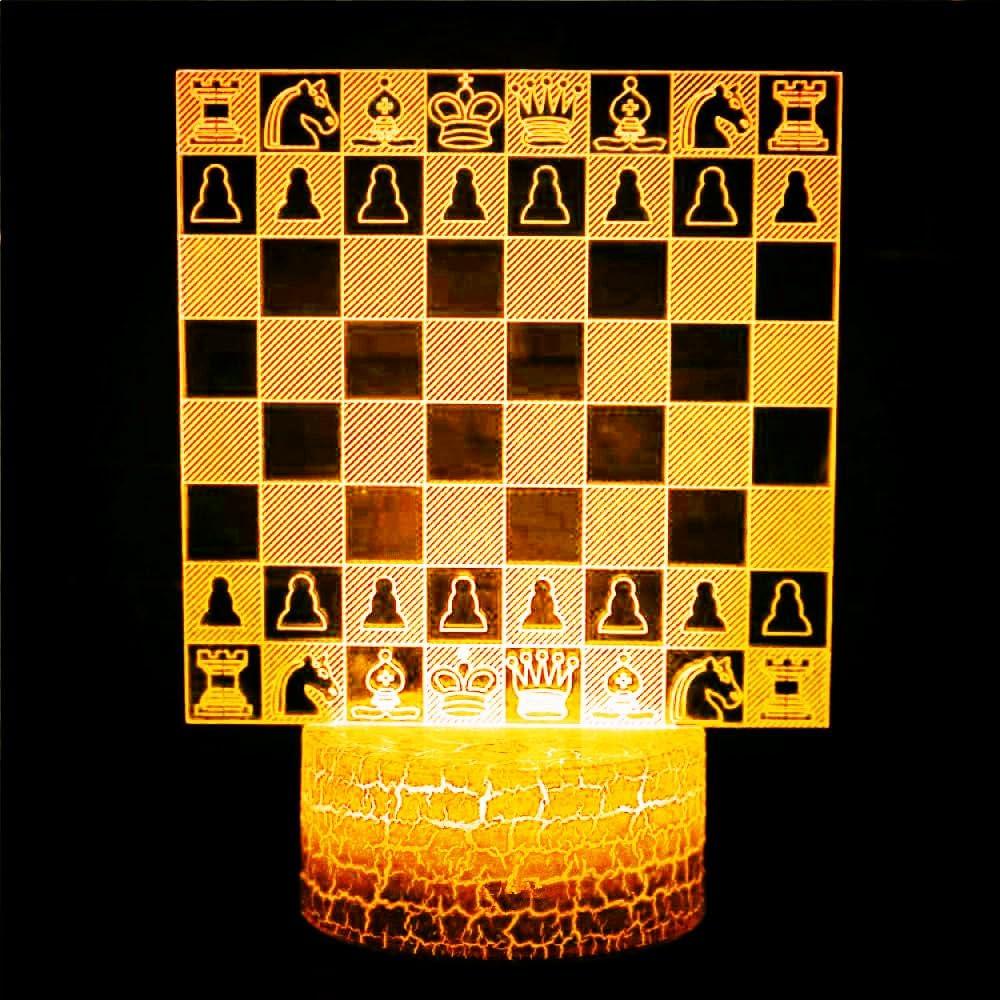 3D Chess Night Light Lamp Illusion 16 Color Changing Table Desk Decoration Lamps Led Christmas Gift with Acrylic Flat ABS Base USB Cable Toy