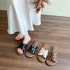 Retro one-word slippers women's summer wear 2025 new flat-bottomed seaside vacation sandals casual sandals