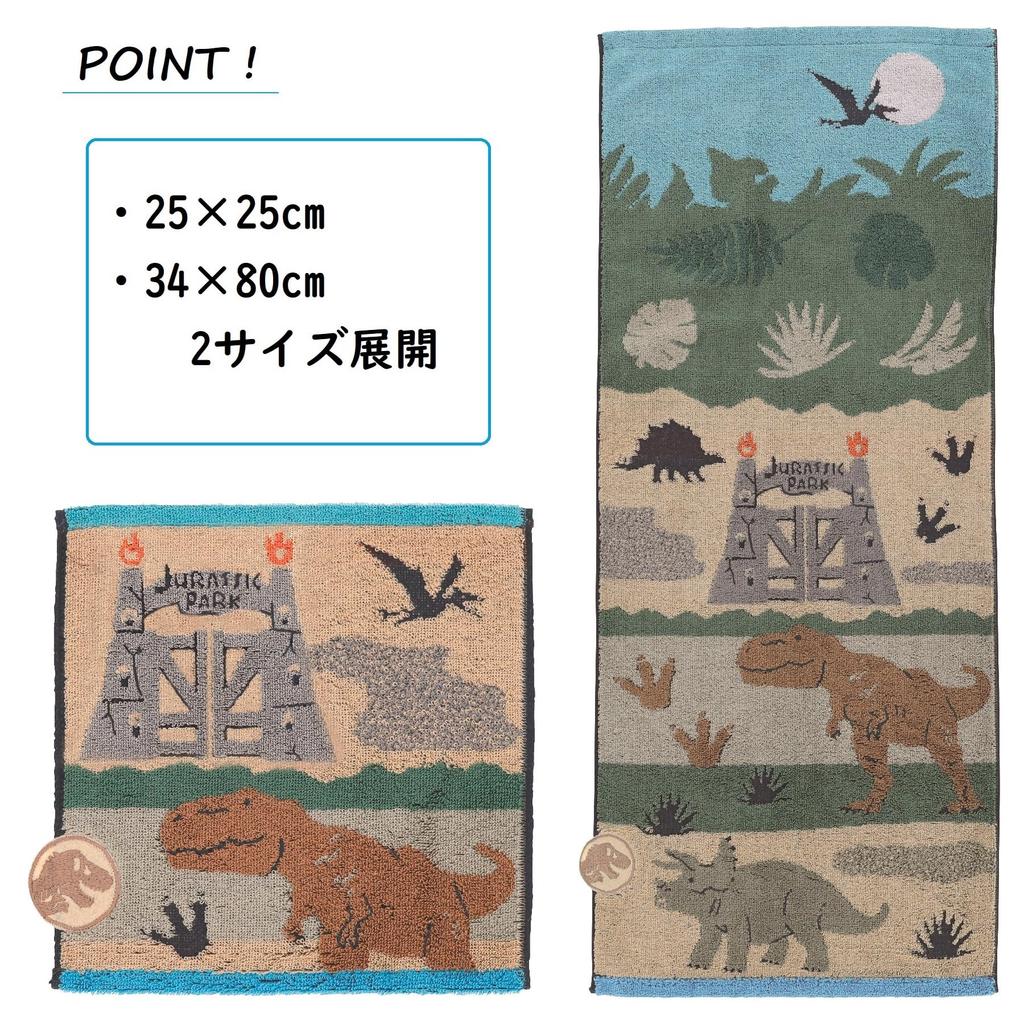 Marushin Jurassic World Cute Dinosaur Face Towel with Antibacterial and Deodorizing 4985014500 Appliqué Embroidery, Treatment,