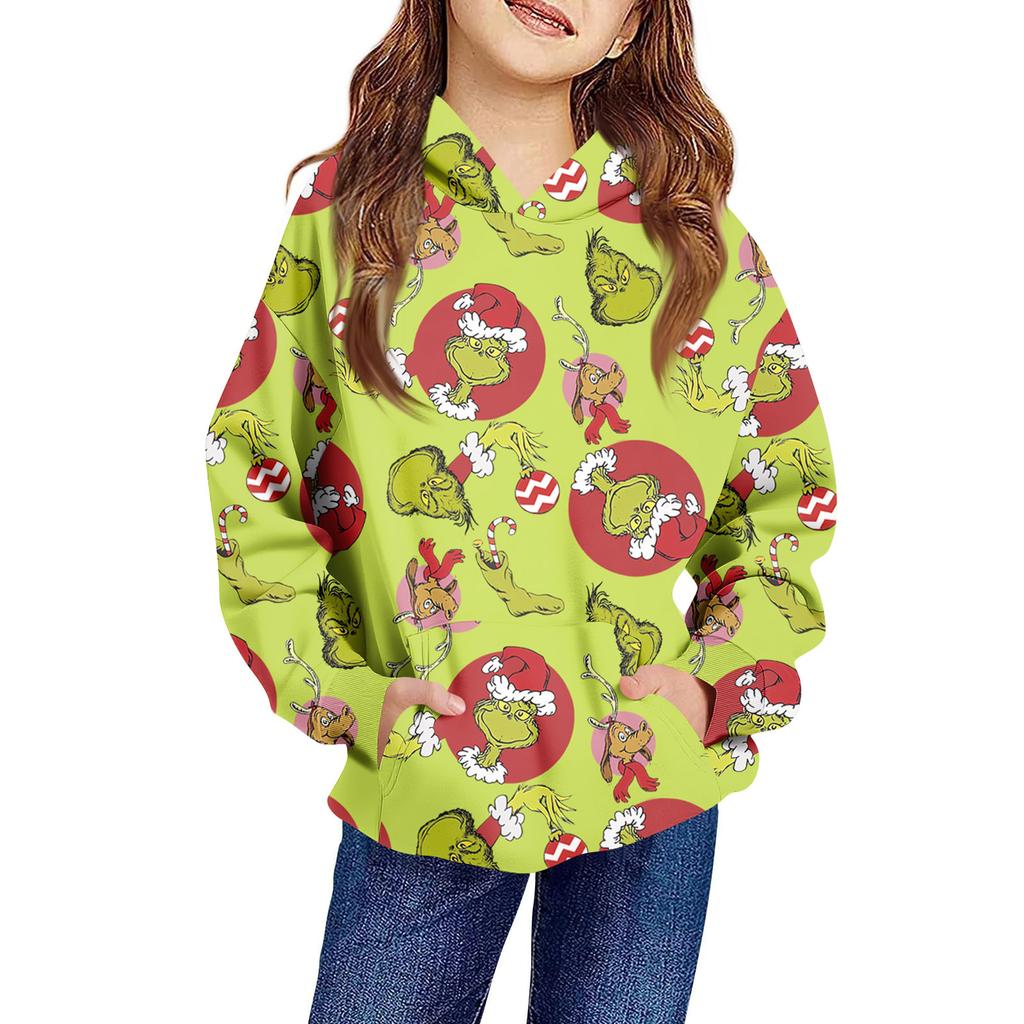 Children's Long-sleeved Loose-fitting Pullover Hoodie With Drawstring And Solid Color