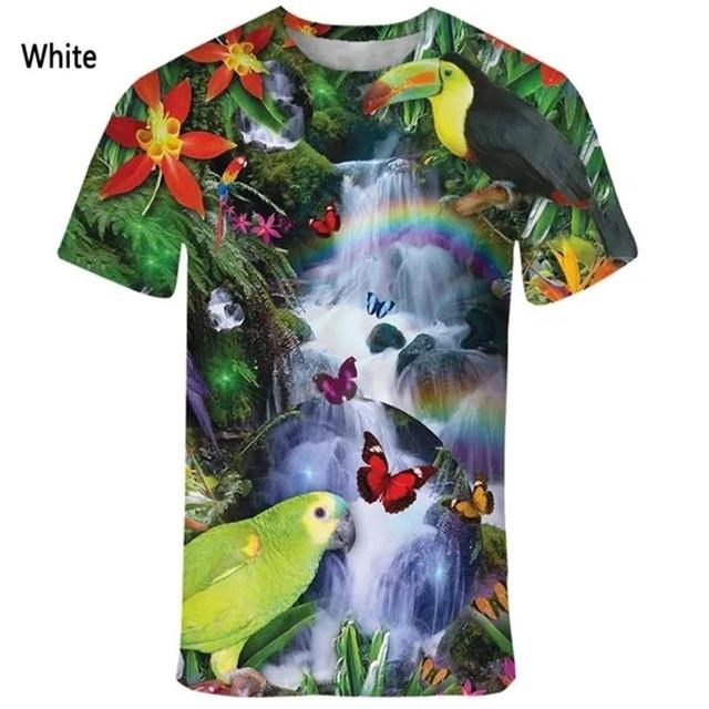 Mote 3D-trykket Insekt Fugl T-skjorte Kortermet Herre Sommer Casual T-skjorter Topper Personlighet Oversized Herre T-skjorte