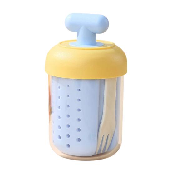 Portable Overnight Oats & Salad Jar with Built-In Fork 500ml Microwave-Safe Breakfast Bowl with Lid BPA-Free Fruit Cup for Meal Prep Travel