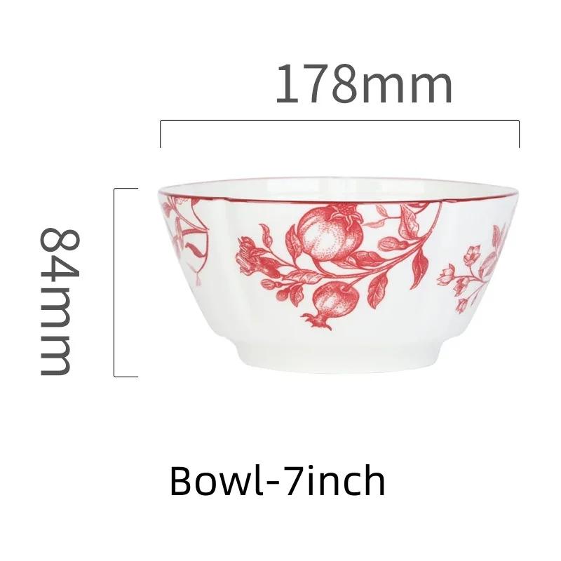 Ceramic Tableware Flower Pattern Bowl Plate Dish Dinner Plate Bread Dish Party Home Dinnerware Table Decoration Kitchen Utensils