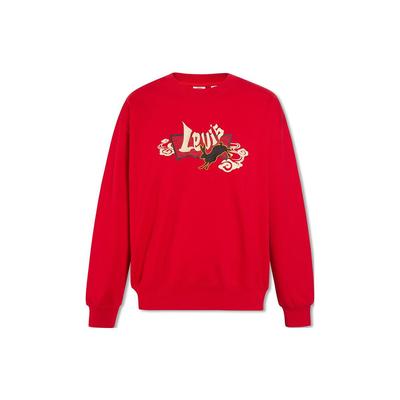 Levis Ss23 Brand Logo Rabbit Embroidery Crewneck Sweatshirt Men Sweatshirt Red A5414-0000