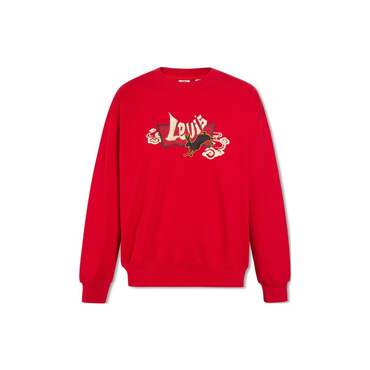 

Levis Ss23 Толстовка мужская с круглым вырезом и вышивкой логотипа бренда в виде кролика, красная A5414-0000 M