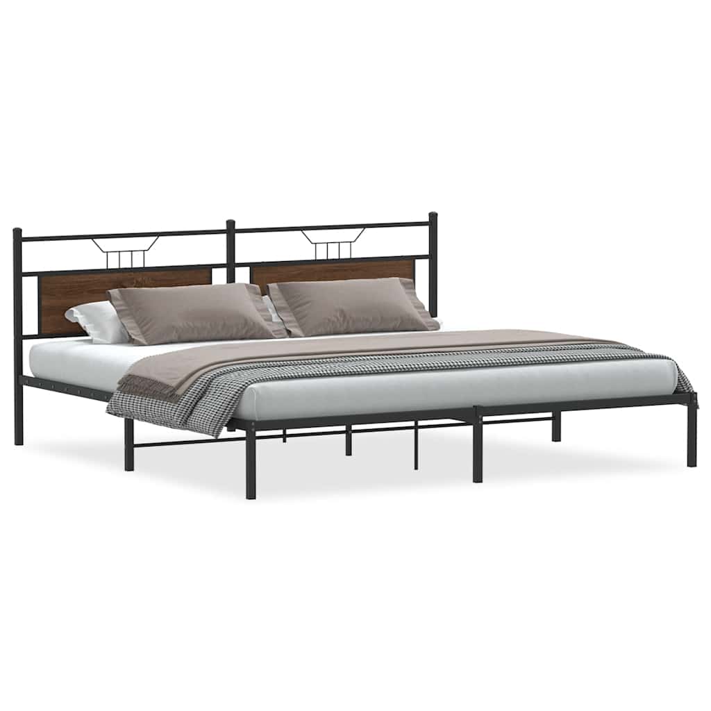 Bed Frame without Mattress Brown Oak Effect 193 x 201 cm