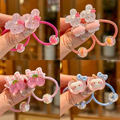 2 STÜCK Niedliche Transparente Kirsch-Häschen Elastische Haargummis für Mädchen Kinder Haaraccessoires Baby Kopfschmuck Haargummis