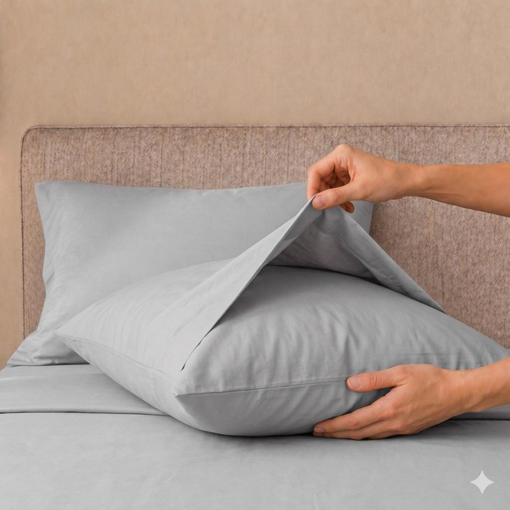 The White Stone Parure de Lit en Percale de Coton 200 TC | Drap Housse, Drap Plat et  Taie d'Oreiller 