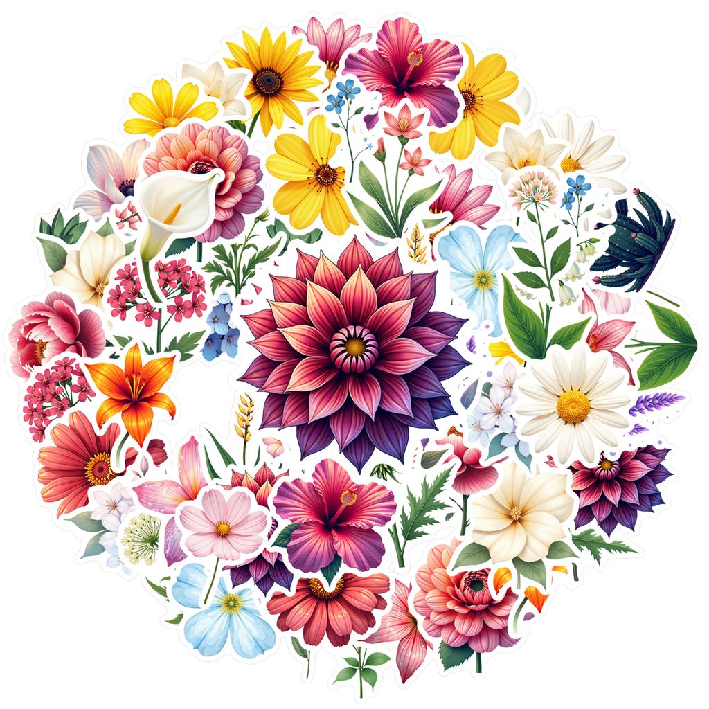 35-100pcs Natural Plant Flowers Stickers For Waterproof Diy Decorative Stickers For Mobile Phone Case Luggage Skateboard