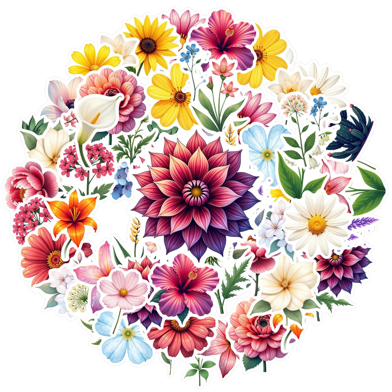 

35-100pcs Natural Plant Flowers Stickers For Waterproof Diy Decorative Stickers For Mobile Phone Case Luggage Skateboard