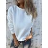 Women's Fashion Solid Color Long Sleeved Round Neck Pullover Casual Sweatshirt Top