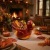 Holiday Party Table Accents Hand-painted Resin Turkey Ornament for Thanksgiving, Autumn Harvest Desktop Storage Flower Pots Indoor Plants Organizer,