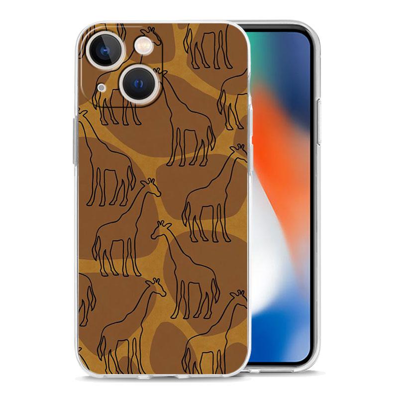 Giraffe Illustration Phone Case For iPhone 11 Cases iPhone 15 12 13 14 16 Pro Max X XR XS 14 15 Plus 16Pro iPhone16 Clear Cover