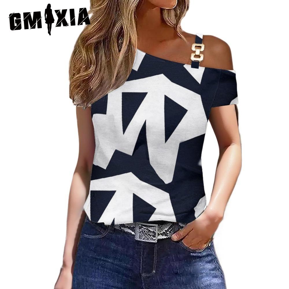 

GMXIA Женские модные повседневные летние блузки и рубашки с короткими рукавами