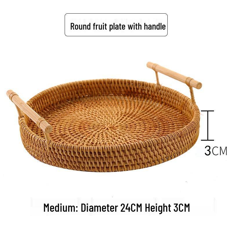Panier à pain et à fruits en rotin tissé à la main - Plateau en bambou pour rangement et décoration de la maison