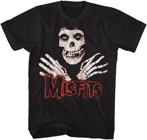 New Fashion Misfits Punk Style Tshirt Retro Street Skull Pattern Unisexs Tshirt