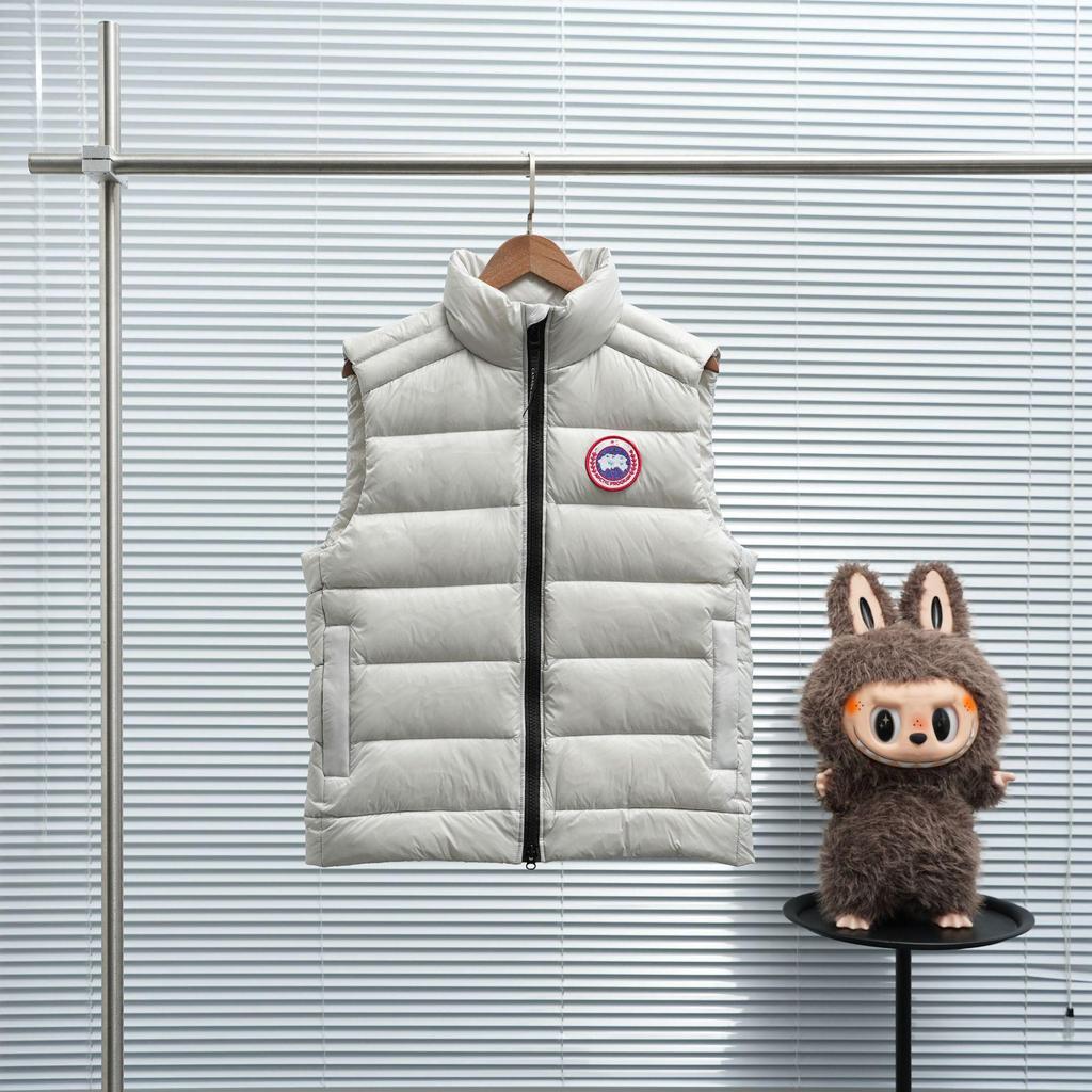 Męski błyszczący puch gęsi kamizelka ze stójką - Ciepła, gruba, bezrękawnik odzież wierzchnia na jesień/zimę.