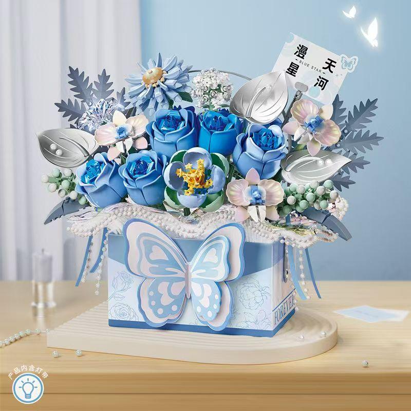 Flowers Diy Decoration Blocks Household Decoration Model Construction Blocks Toys Assembly Plaything Christmas Present For Children Adult 4811