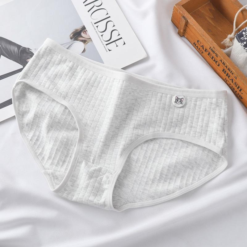 Women's Mid-Waist Cotton Briefs - Breathable, Comfortable, Solid Color