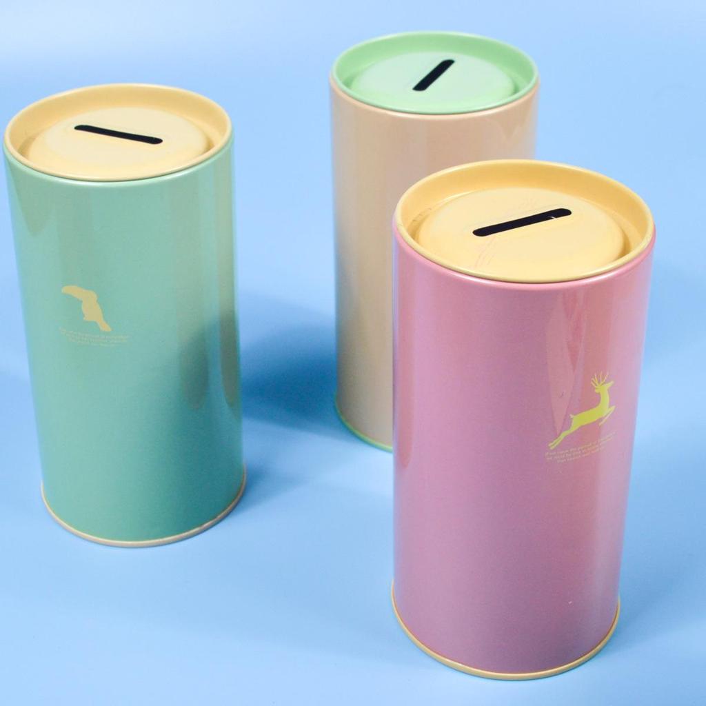 Round Tin Money Box and Pen Holder - Creative Cartoon Piggy Bank and Student Gift Prize