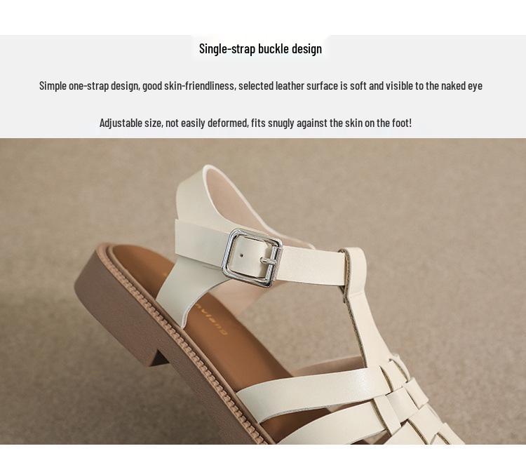 Women's Retro Woven Flat Sandals with Thick Sole & Closed Toe (Plus Size, Summer 2023)