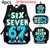 1/2/3/4/5PCS Numbered 6&7 Pattern Backpack Set | The Perfect Choice for School & Travel