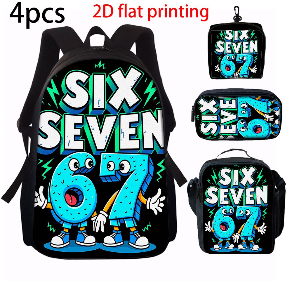 1/2/3/4/5PCS Numbered 6&7 Pattern Backpack Set | The Perfect Choice for School & Travel
