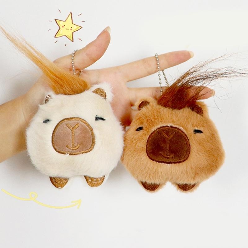 Entzückender Capybara Plüsch Schlüsselanhänger mit Quietschgeräusch für Taschen und Schlüssel Quietschendes Tier Schlüsselanhänger Anhänger Handy Dekoration
