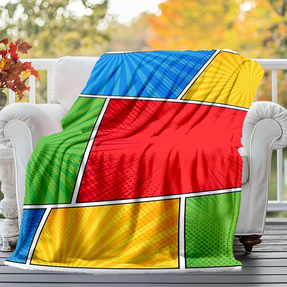 1PC Comics, backgroundOutdoor Flannel Blanket - Soft Plush Decor for Picnics, Camping, Bedroom, Playroom, Office, or Lunch Break 1278A