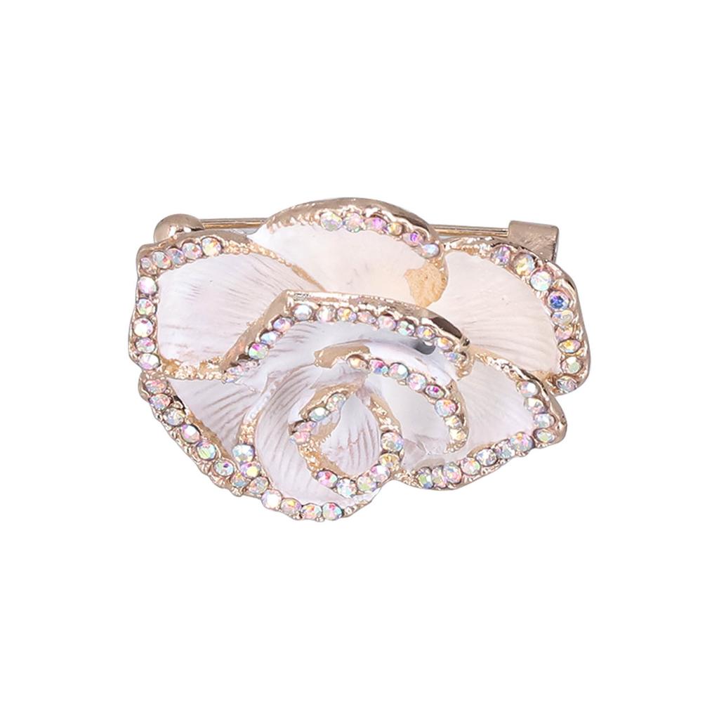 Brooch Pin Camellia Shape Elegant Exquisite Rhinestone Embellished Brooch for Women Clothes Silk Scarf Decoration