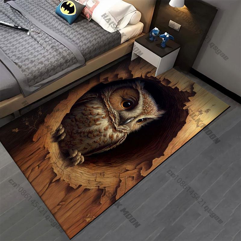Hidden owl in tree hollow carpet Yoga living room room decor children's crawling mat doormat area rug games mat